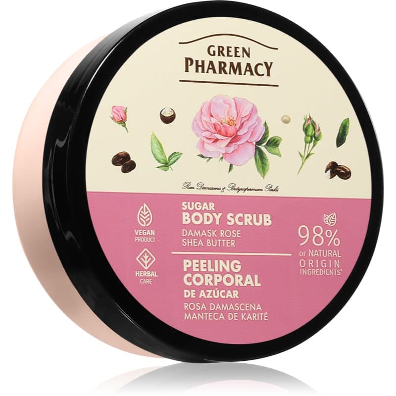 Green Pharmacy Damask Rose & Shea Butter Body Scrub suiker lichaamspeeling 200 ml