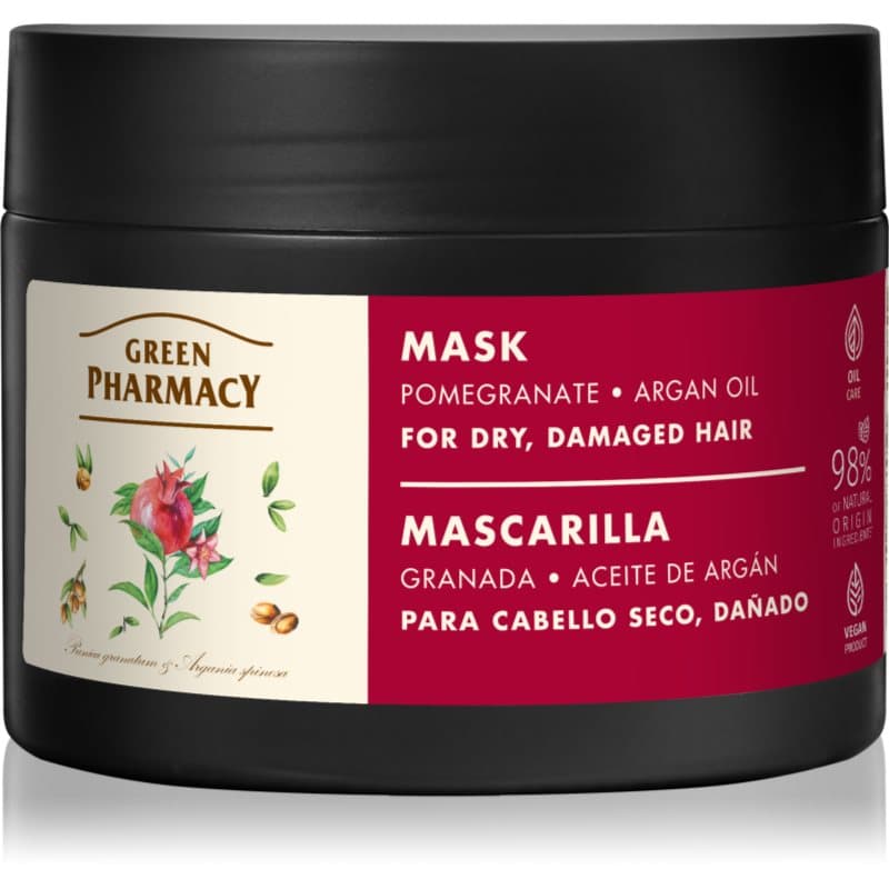 Green Pharmacy Argan Oil & Pomegranate Care Mask Verzorgende Masker voor Beschadigd Haar 300 ml