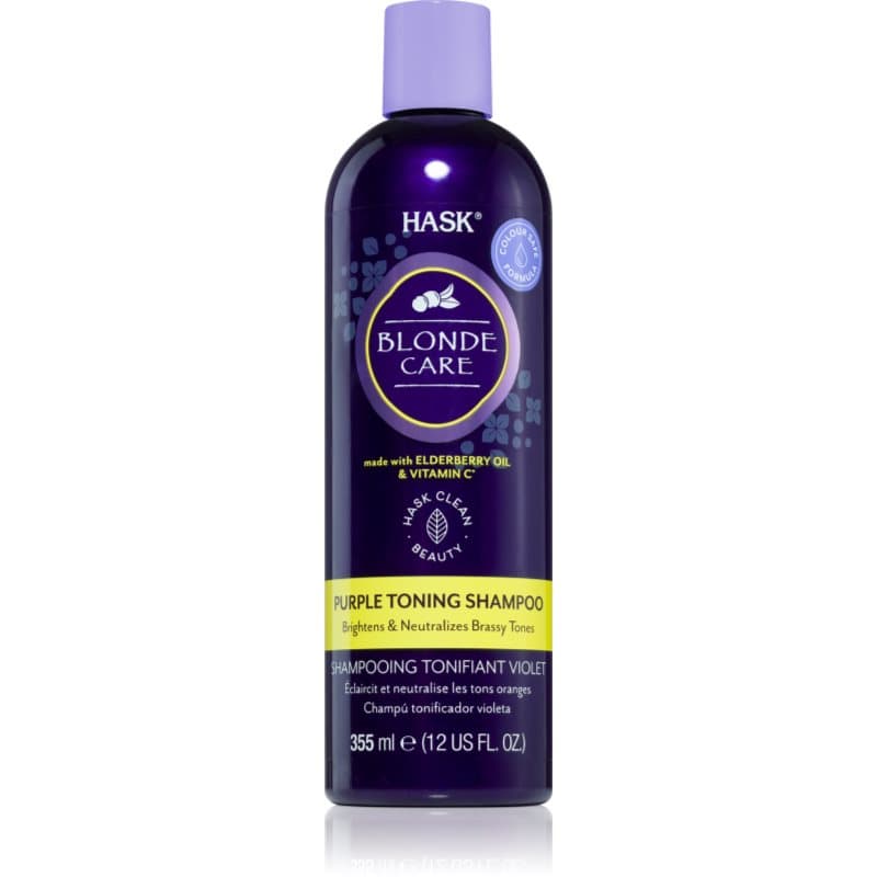 HASK Blonde Care Purple Shampoo Paarse Shampoo neutraliseert gele Tinten 355 ml