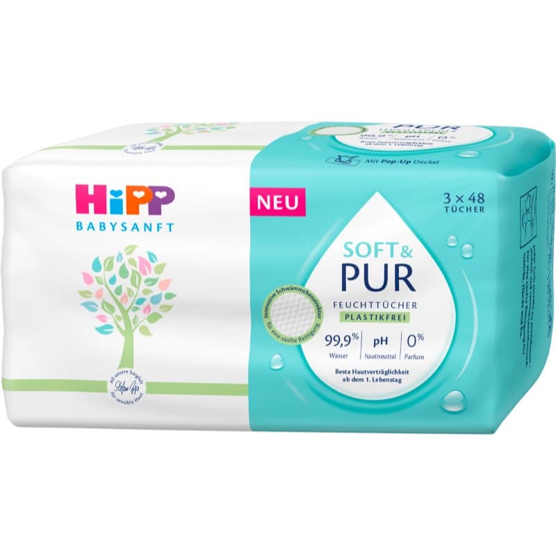 Hipp Soft & Pur Vochtige Reinigings Doekjes voor Kinderen vanaf Geboorte 3x48 st