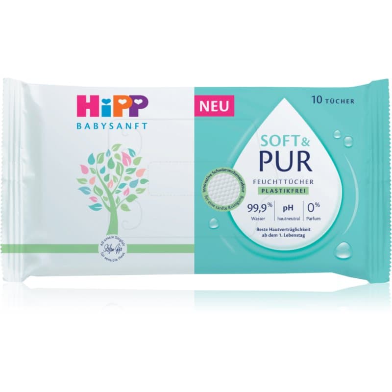 Hipp Soft & Pur Vochtige Reinigings Doekjes voor Kinderen vanaf Geboorte 10 st