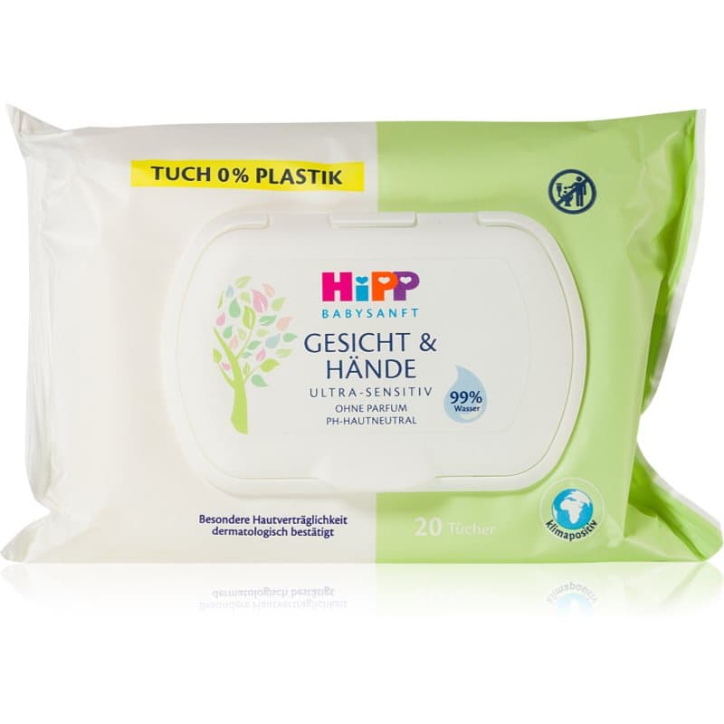Hipp Babysanft Face & Hands Vochtige Reinigings Doekjes voor Kinderen vanaf Geboorte 20 st