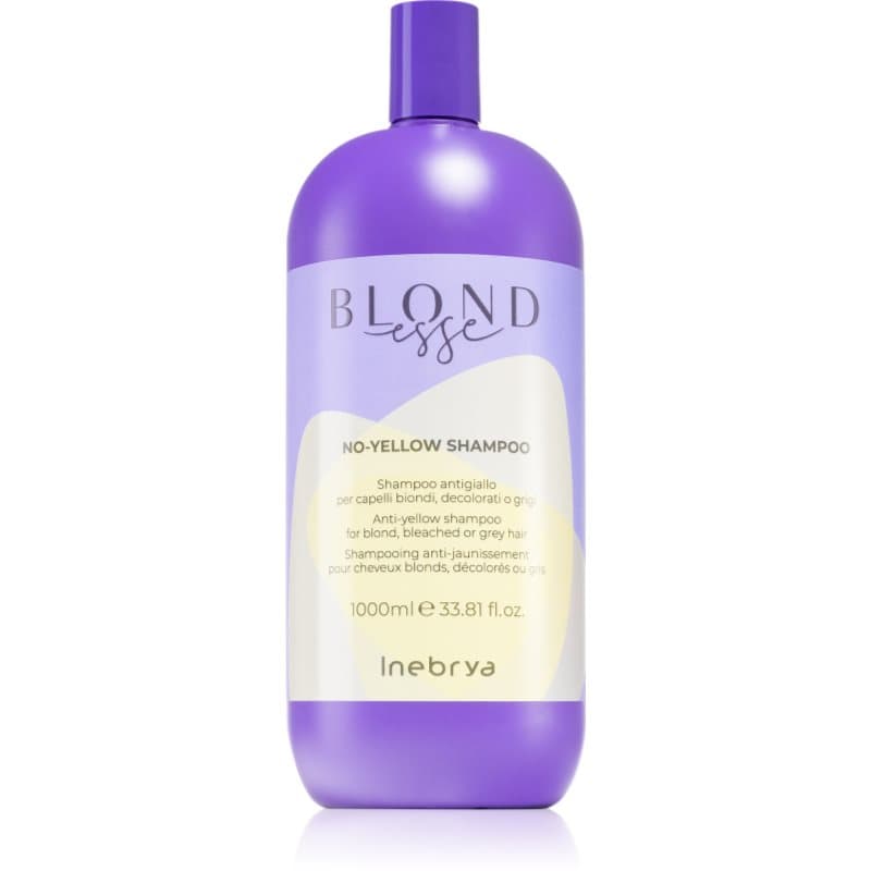 Inebrya BLONDesse No-Yellow Shampoo shampoo die gele tonen neutraliseert voor Blond en Grijs Haar 1000 ml