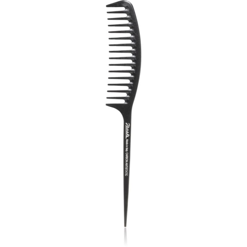 Janeke Carbon Fibre Fashion Comb with a long tail and wavy frame Haarkam 21,5 x 3 cm 1 st