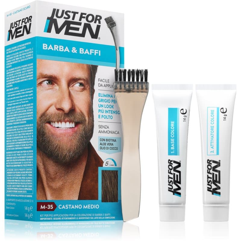 Just for Men Men Moustache & Beard baardverf voor grijsdekking Tint M-35 Mid Grey 1 st