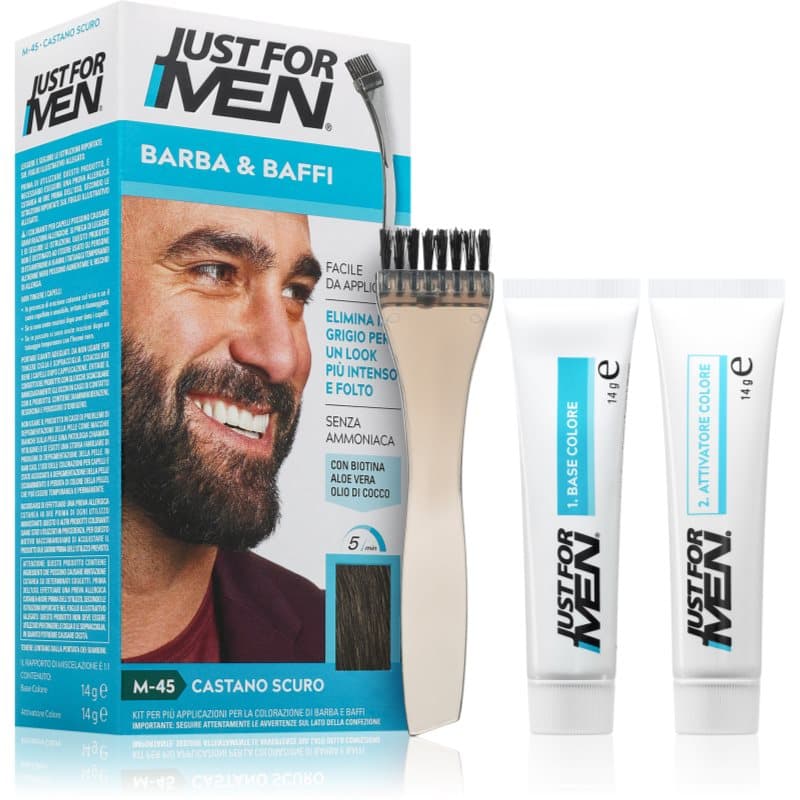 Just for Men Men Moustache & Beard baardverf voor grijsdekking Tint M-45 Dark Brown 1 st