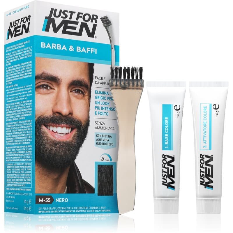Just for Men Men Moustache & Beard baardverf voor grijsdekking Tint M-55 Black 1 st