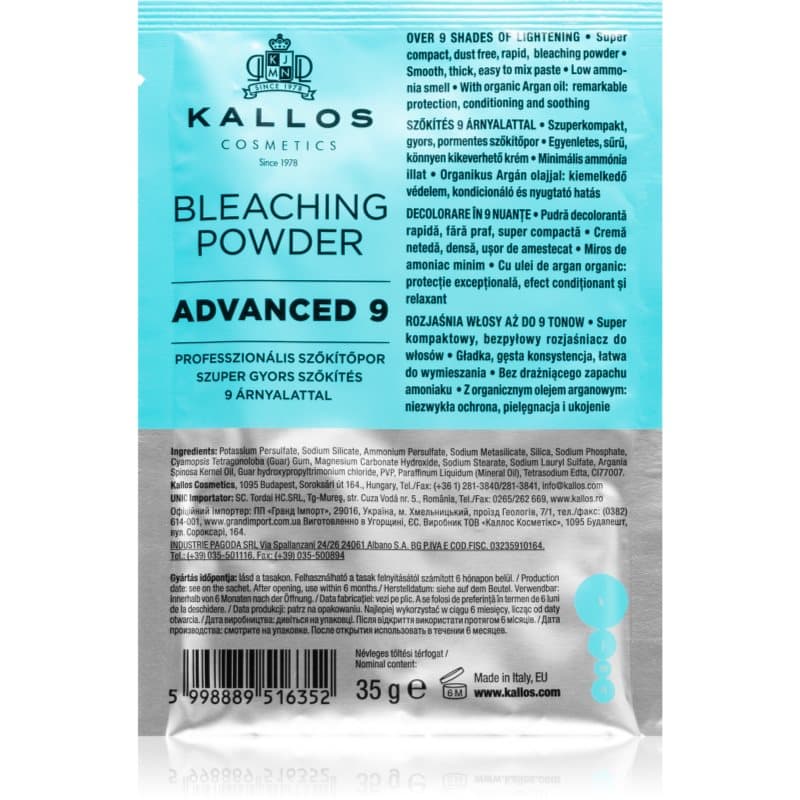 Kallos Bleaching Powder Advanced 9 verhelderende en kleurend poeder 35 gr