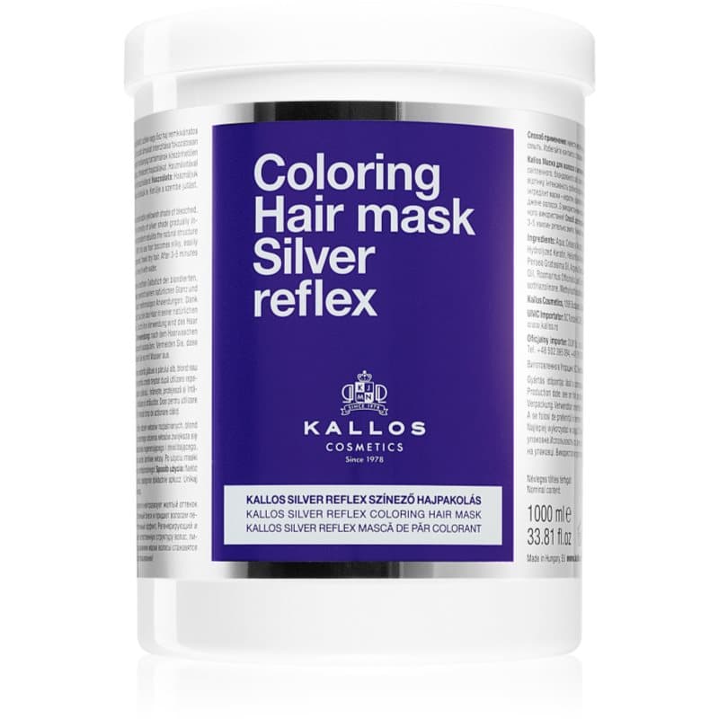 Kallos Coloring Hair Mask Silver Reflex Haarmasker neutraliseert gele Tinten 1000 ml