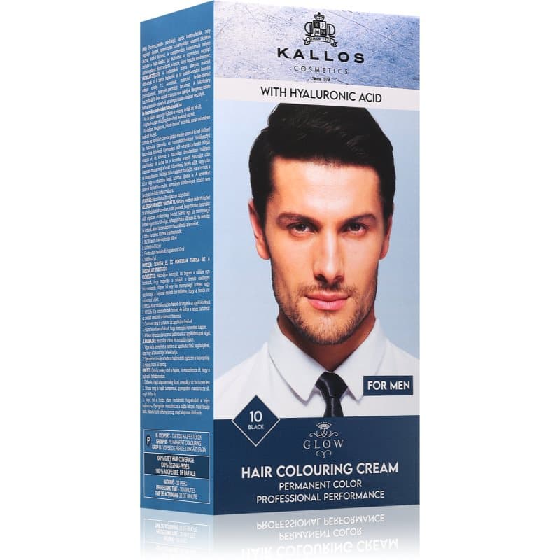 Kallos Glow Lasting Cream Colour Pernamente Haarkleuring voor Mannen Tint Black 60 ml