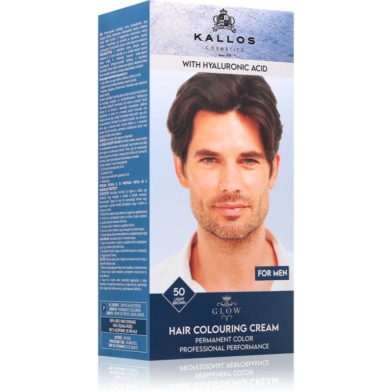 Kallos Glow Lasting Cream Colour Pernamente Haarkleuring voor Mannen Tint Light Brown 60 ml
