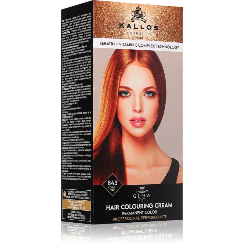 Kallos Glow Lasting Cream Colour Pernamente Haarkleuring Tint Corall Red 60 ml