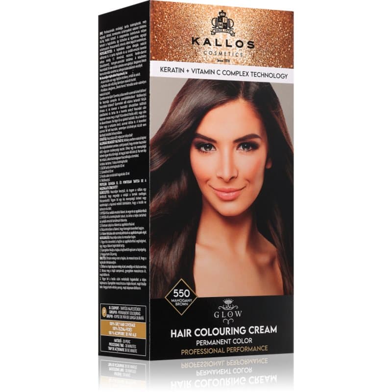Kallos Glow Lasting Cream Colour Pernamente Haarkleuring Tint Mahogany Brown 60 ml