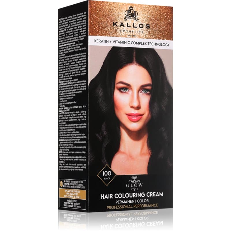 Kallos Glow Lasting Cream Colour Pernamente Haarkleuring Tint Black 60 ml