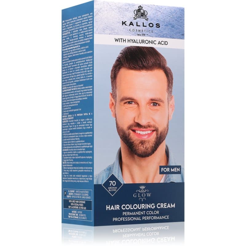 Kallos Glow Lasting Cream Colour Pernamente Haarkleuring voor Mannen Tint Medium Blond 60 ml