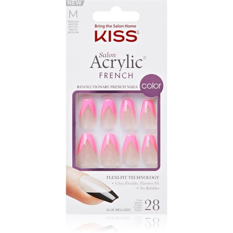KISS Acrylic French Color valse nagels Squared 28 st