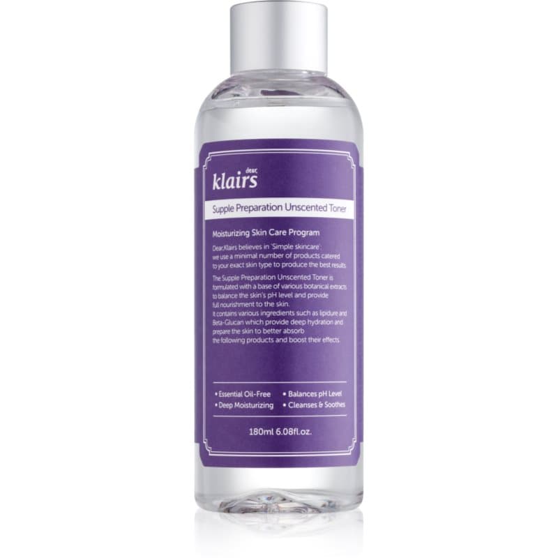Klairs Supple Preparation Unscented Toner hydraterende tonic om de pH van de huid in evenwicht te brengen Parfumvrij 180 ml