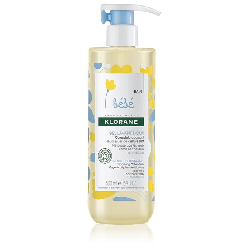 Klorane Bébé Calendula Zachte Reinigingsgel voor Kinderen vanaf Geboorte met pompje 500 ml