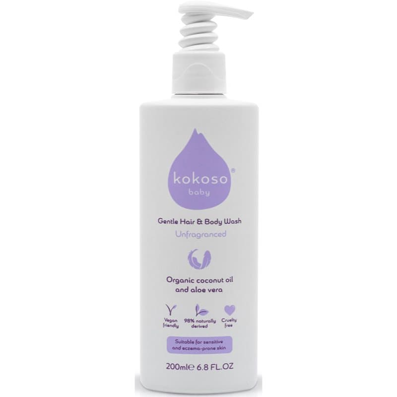Kokoso Baby Kids reinigingsgel voor lichaam en haar Parfumvrij voor Kinderen 200 ml
