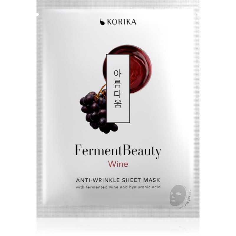 KORIKA FermentBeauty Anti-wrinkle Face Sheet Mask with Fermented Wine and Hyaluronic Acid sheetmasker tegen rimpels met gefermenteerde druiven en hyal