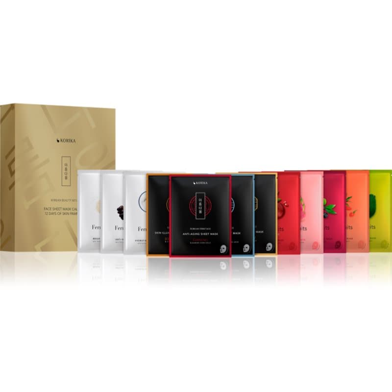KORIKA Korean Beauty Ritual Face Sheet Mask Calendar - 12 Days of Skin Pampering set gezichtsmaskers