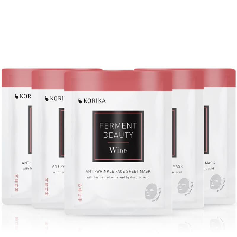 KORIKA FermentBeauty Set of 5 Anti-wrinkle Face Sheet Masks with Fermented Wine and Hyaluronic Acid gezichtsmasker voor een speciale prijs