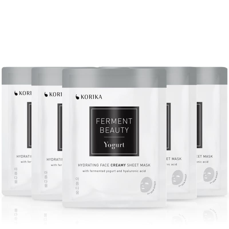 KORIKA FermentBeauty Set of 5 Hydrating Face Sheet Masks with Fermented Yogurt and Hyaluronic Acid gezichtsmasker voor een speciale prijs