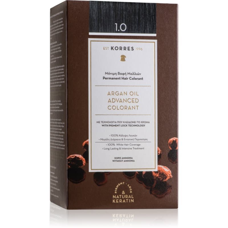 Korres Argan Oil Pernamente Haarkleuring met Arganolie Tint 1.0 Black 50 ml