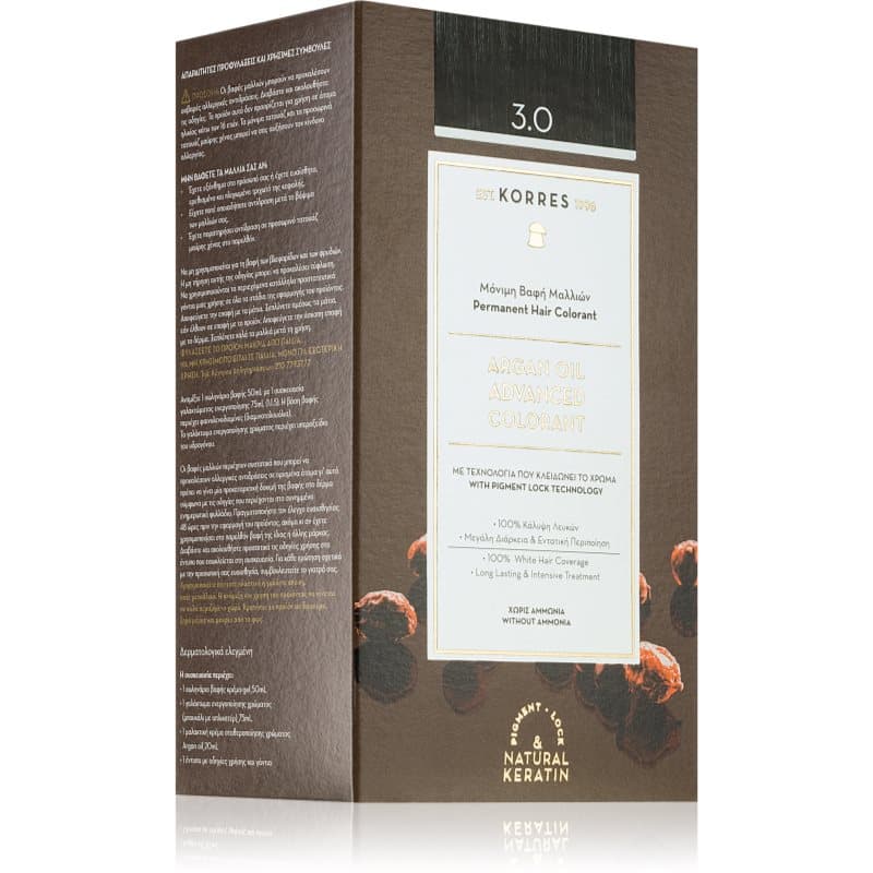 Korres Argan Oil Pernamente Haarkleuring met Arganolie Tint 3.0 Dark Brown 50 ml