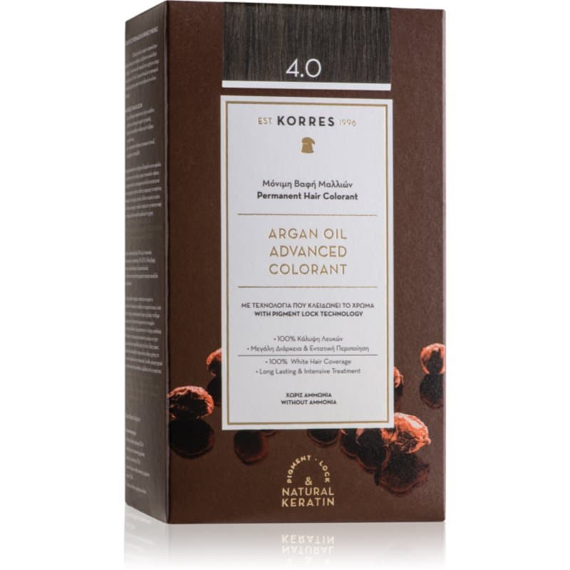 Korres Argan Oil Pernamente Haarkleuring met Arganolie Tint 4.0 Brown 50 ml