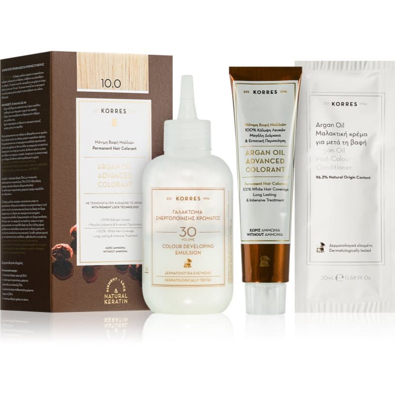 Korres Argan Oil Pernamente Haarkleuring met Arganolie Tint 10.0 Platinum Blonde 50 ml