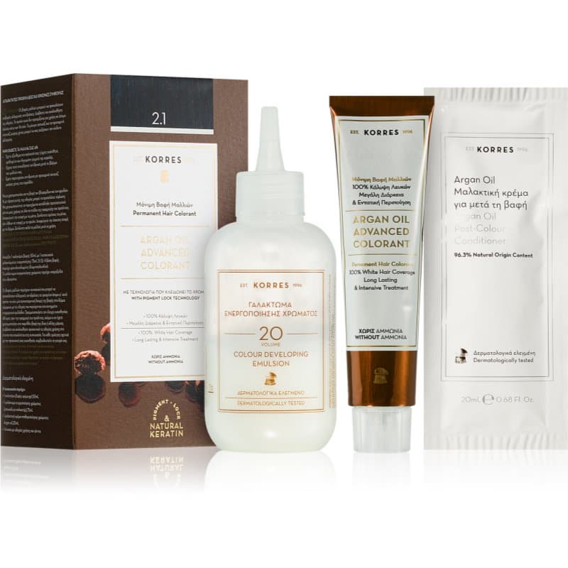 Korres Argan Oil Pernamente Haarkleuring met Arganolie Tint 2.1 Blue Black 50 ml