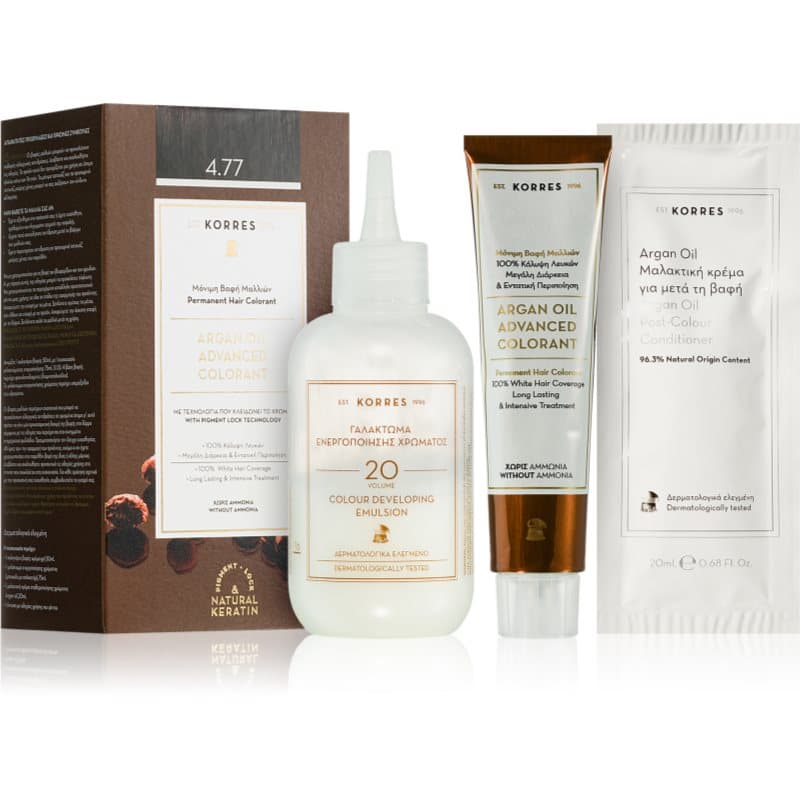 Korres Argan Oil Pernamente Haarkleuring met Arganolie Tint 4.77 Dark Choco 50 ml