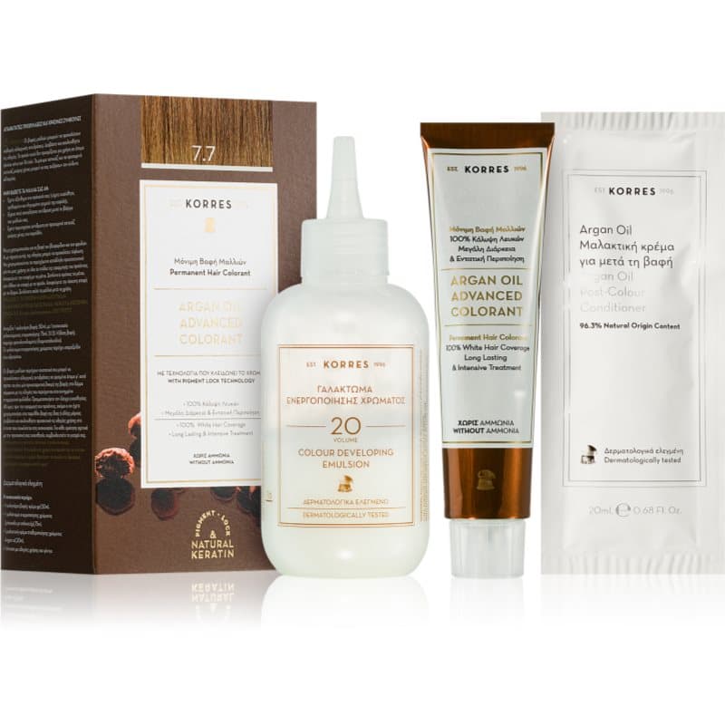 Korres Argan Oil Pernamente Haarkleuring met Arganolie Tint 7.7 Mocha 50 ml