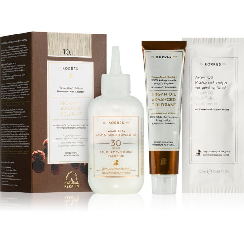 Korres Argan Oil Pernamente Haarkleuring met Arganolie Tint 10.1 Platinum Ash Blonde 50 ml