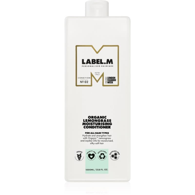 label.m Organic Lemongrass Moisturising Conditioner diep hydraterende conditioner met Citroen en Citroengras 1000 ml