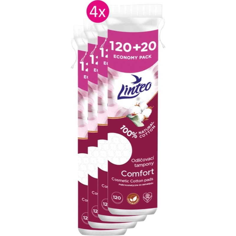 Linteo Natural Cotton Pads wattenschijfjes 120 + 20ks x 4