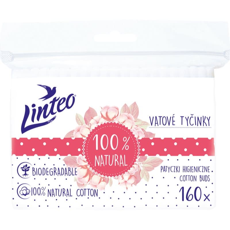 Linteo Natural Cotton Buds wattenstaafjes in een zakje 160 st