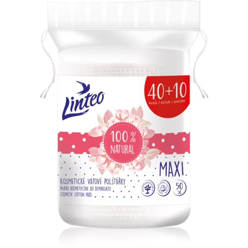Linteo Natural Cotton Pads Make-up Remover Pads Maxi 40 + 10ks 50 st