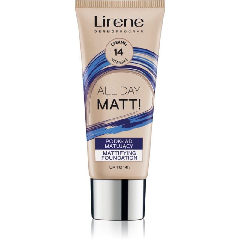 Lirene ALL DAY MATT! Matterende Vloeibaar Foundation voor Langdurige Effect Tint 14 Caramel 30 ml