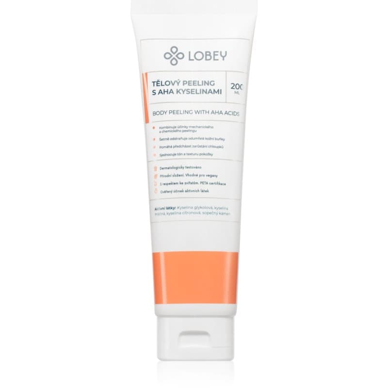 Lobey Body Care Tělový peeling s AHA kyselinami Body scrub met AHA Acids 200 ml