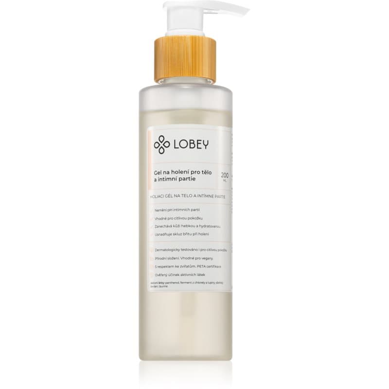Lobey Body Care Gel na holení pro tělo a intimní partie Lichaams scheergel voor Intieme Delen 200 ml