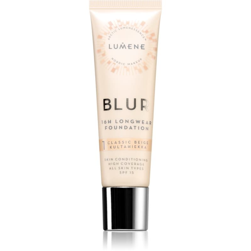 Lumene Blur 16h Longwear Langaanhoudende Make-up SPF 15 Tint 1 Classic Beige (Warm) 30 ml