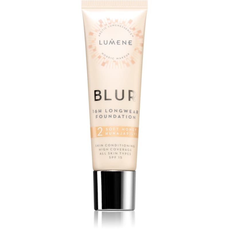 Lumene Blur 16h Longwear Langaanhoudende Make-up SPF 15 Tint 2 Soft Honey (Cool) 30 ml