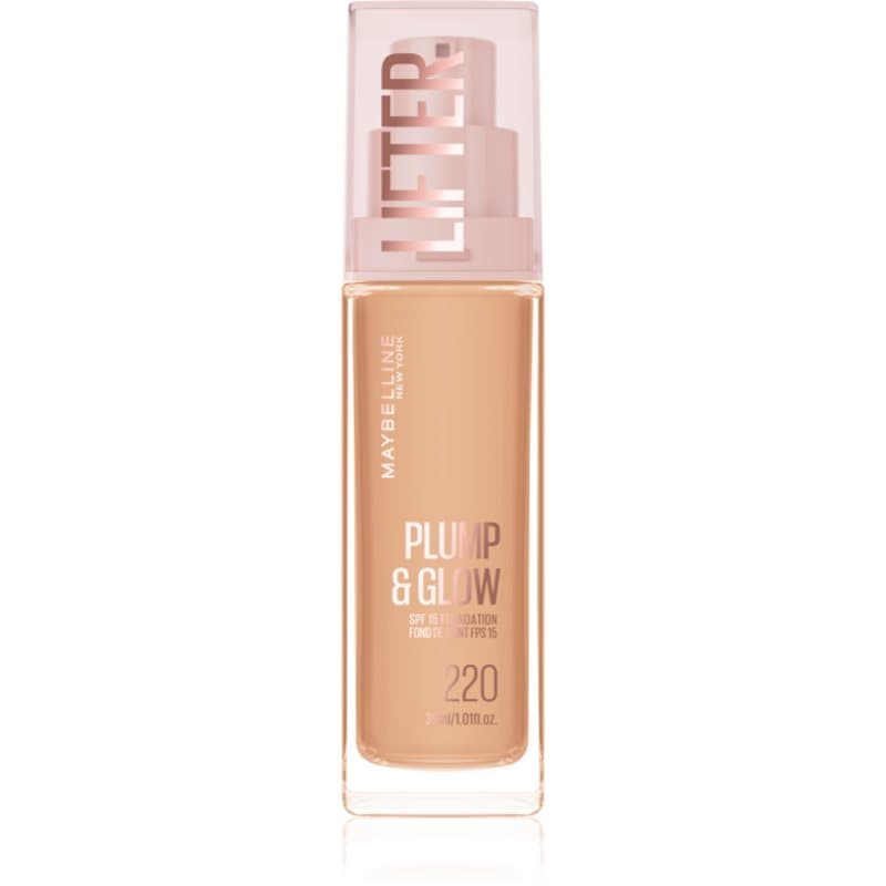 MAYBELLINE NEW YORK Lifter Plump & Glow verhelderende foundation voor natuurlijke uitstraling Tint 220 30 ml