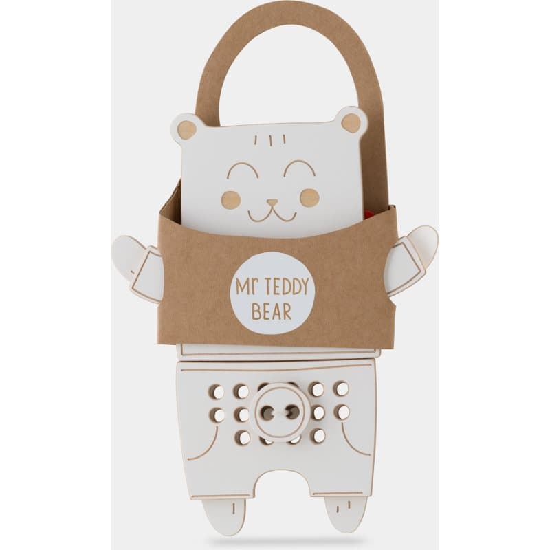 Milin Wooden Lacing Toy Mr. Teddy activity speelgoed 22 cm x 17 cm x 0,7 cm 1 st