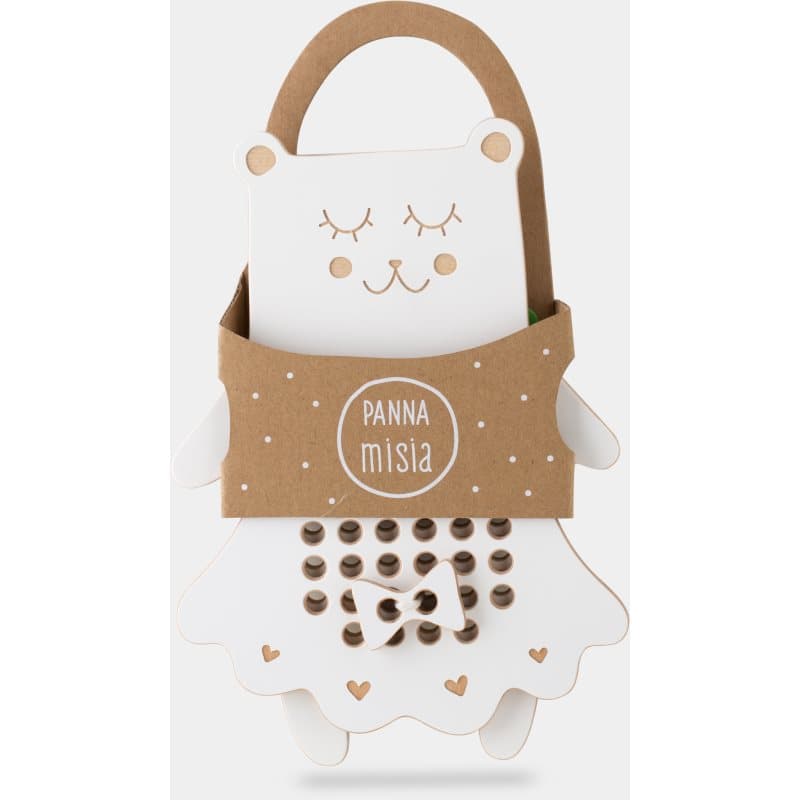 Milin Wooden Lacing Toy Mrs. Teddy activity speelgoed 22 cm x 16 cm x 0,7 cm 1 st