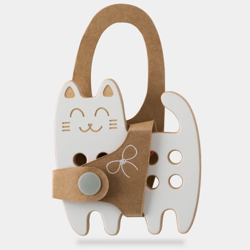 Milin Small Wooden Lacing Toy Cat activity speelgoed 9 cm x 8,5 cm x 0,7 cm 1 st