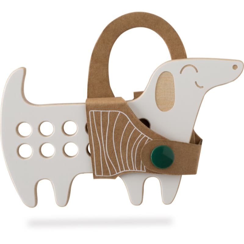 Milin Small Wooden Lacing Toy Daschund activity speelgoed 8 cm x 13 cm x 0,7 cm 1 st
