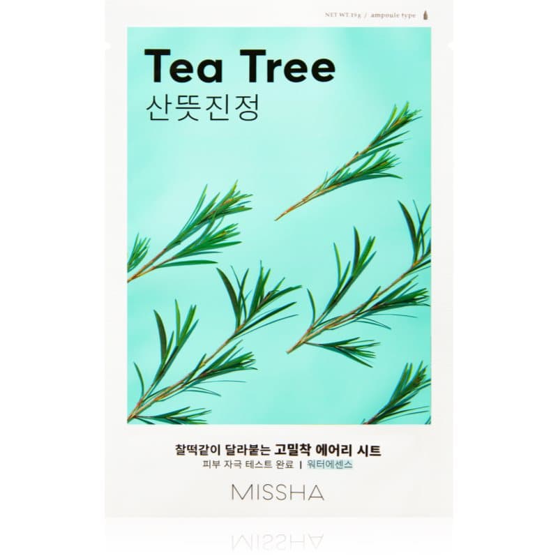 Missha Airy Fit Tea Tree Cellaag Masker met Reinigende en Verfrissende Werking voor Gevoelige Huid 19 g